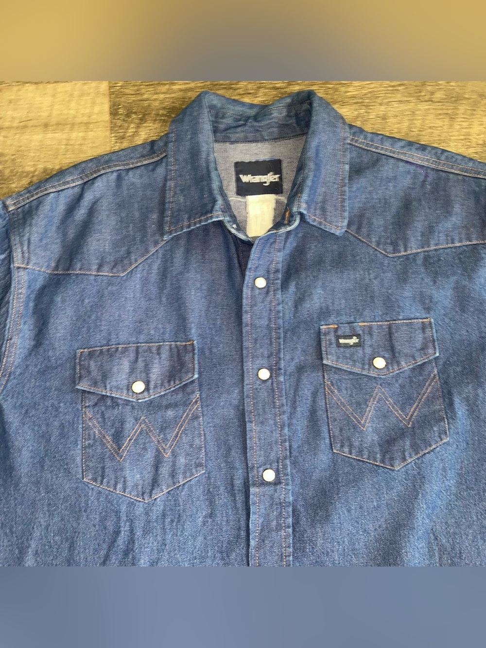 VTG Wrangler Denim Pearl Snap Shirt Big Tall Rodeo Cowboy Western 90s 80s USA